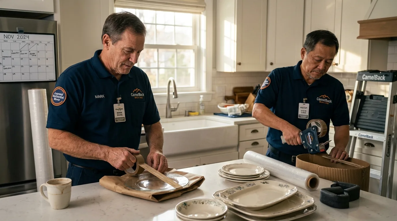 Professional crew packing kitchen dishware in Redway, CA